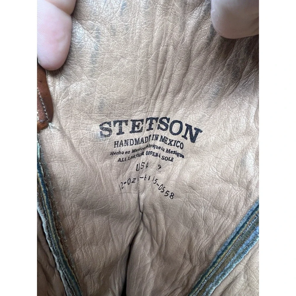 Stetson Womens Tall Back Zip‎ Leather Embroidered Riding Boots Rare SZ 9